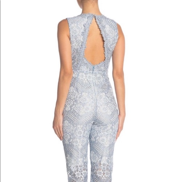🦋🌙 NWT FOXIEDOX x ANTHROPOLOGIE | Light Blue Lace Jumpsuit - Picture 3 of 13